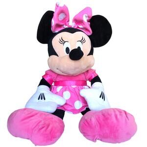 Disney Baby Minnie Mouse Jumbo Plush 36in 2012 Pink Polka Dot Bow Nursery Decor